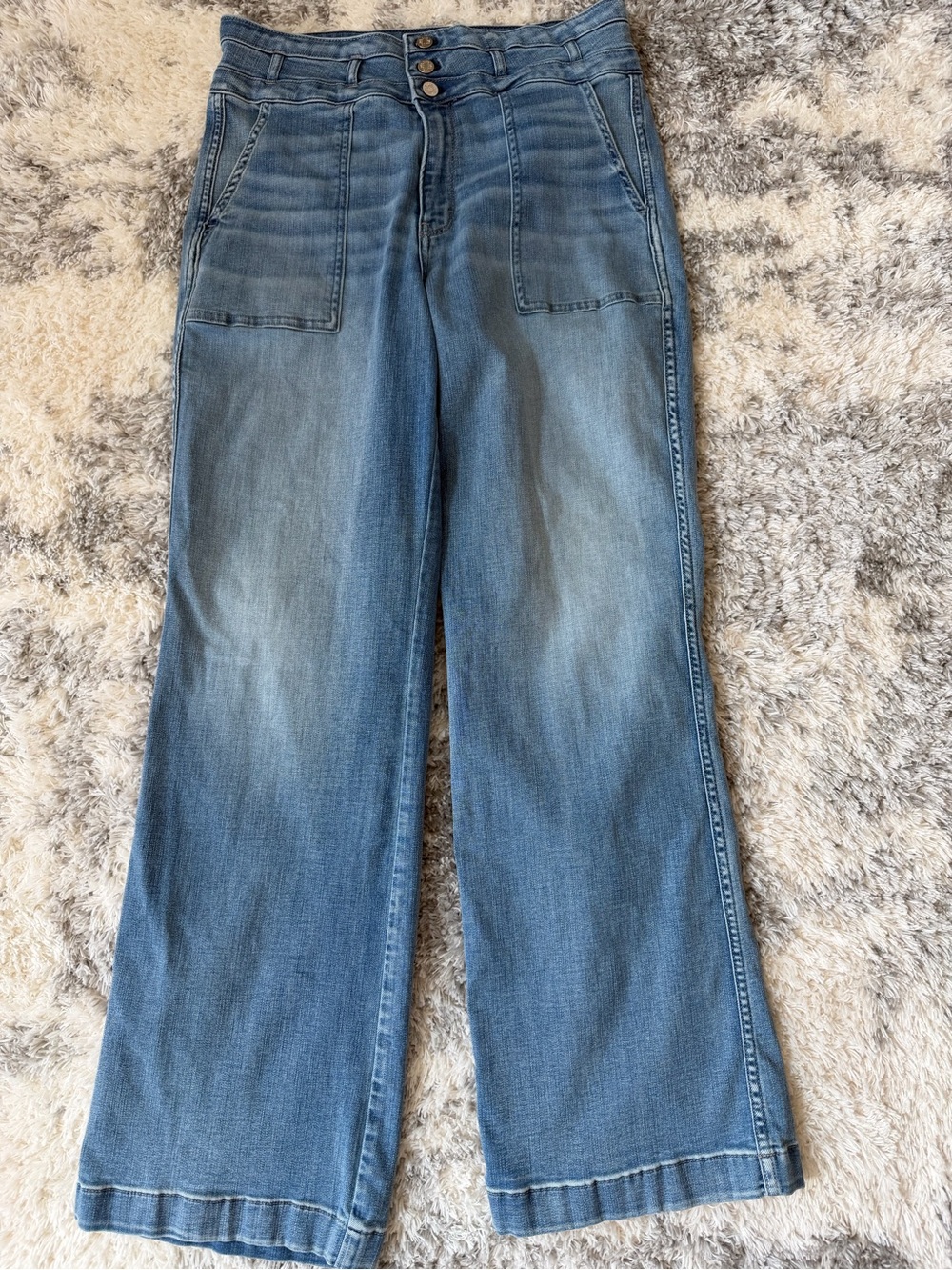 WHBM High-Rise Wide Leg Women's Jeans - Light Blue